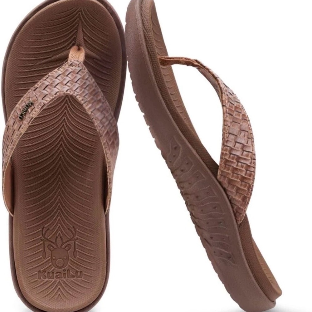 KuaiLu Womens Flip Flops Ladies Yoga Mat Comfortable Walking 12 Coffee Brown